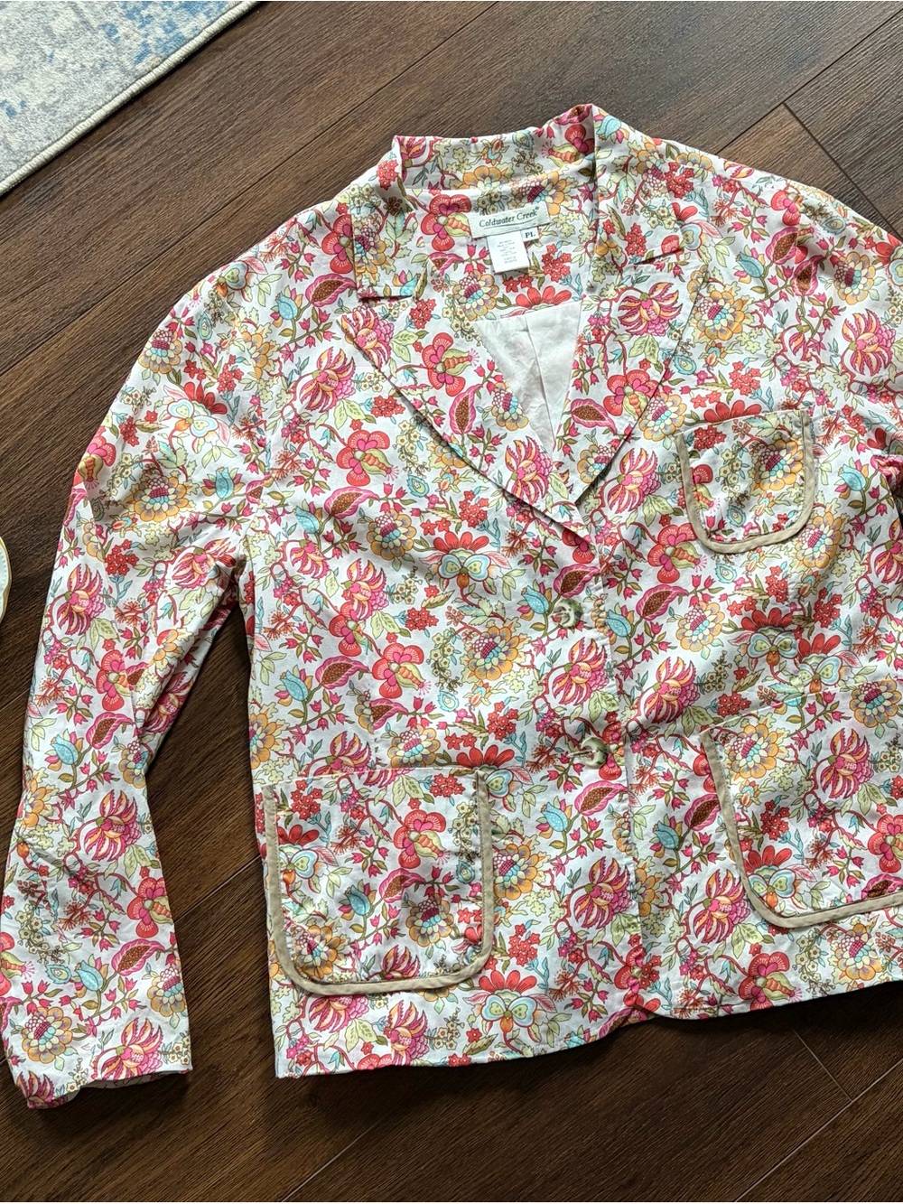 Coldwater Creek Multicolor Floral Cotton Blend Blazer/Jacket